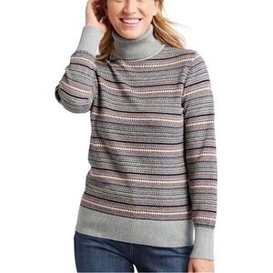 L.L. Bean Cotton Cashmere Fair Isle Turtleneck Sweater size XL 503413